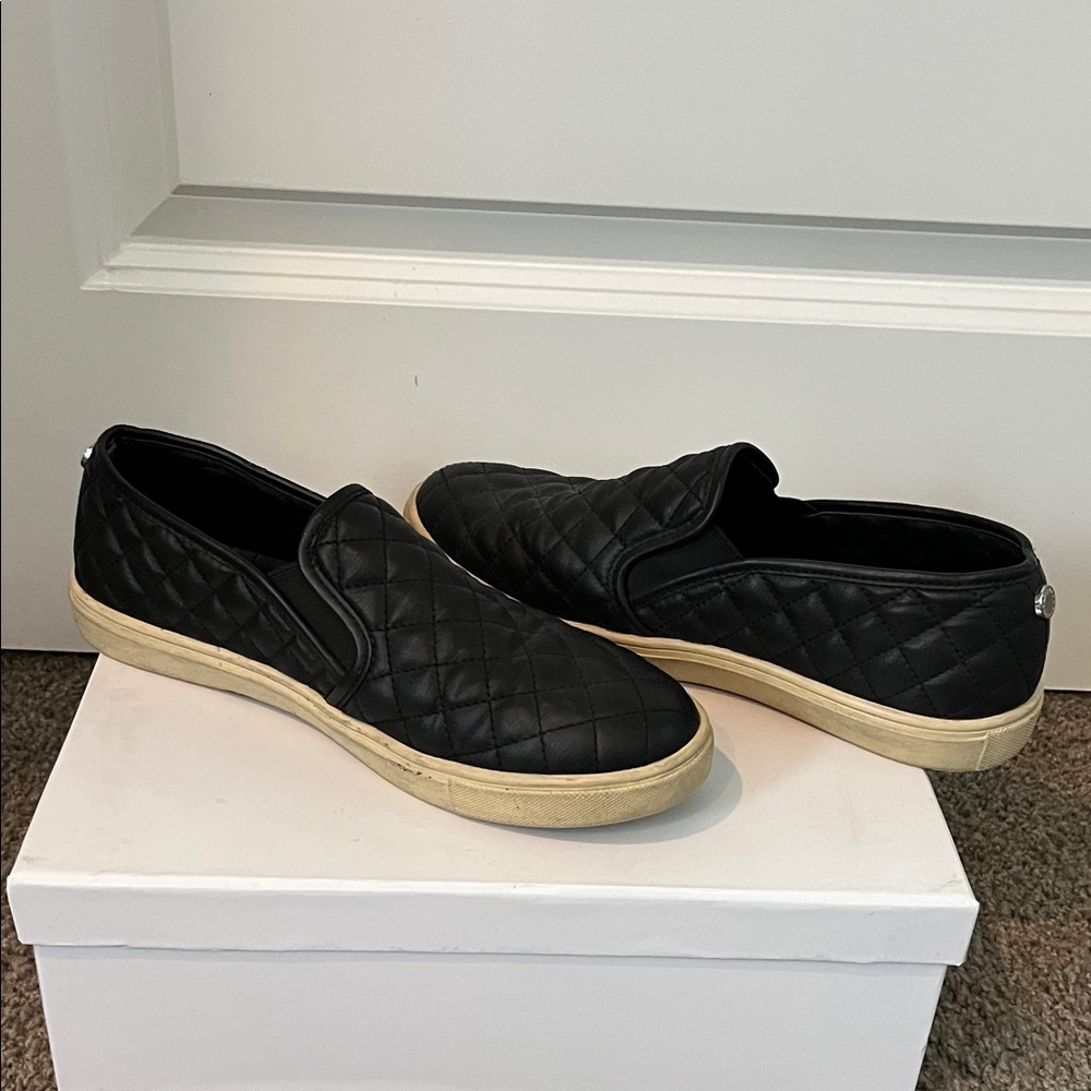 Steve Madden Black Quilted Slip-On Loafers